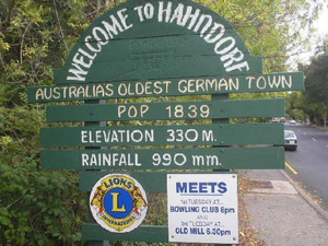 Welcome to Hahndorf - Australia's Oldest German Town with a population of 1839, the elevation is 330 metres and Rainfall 990mm.